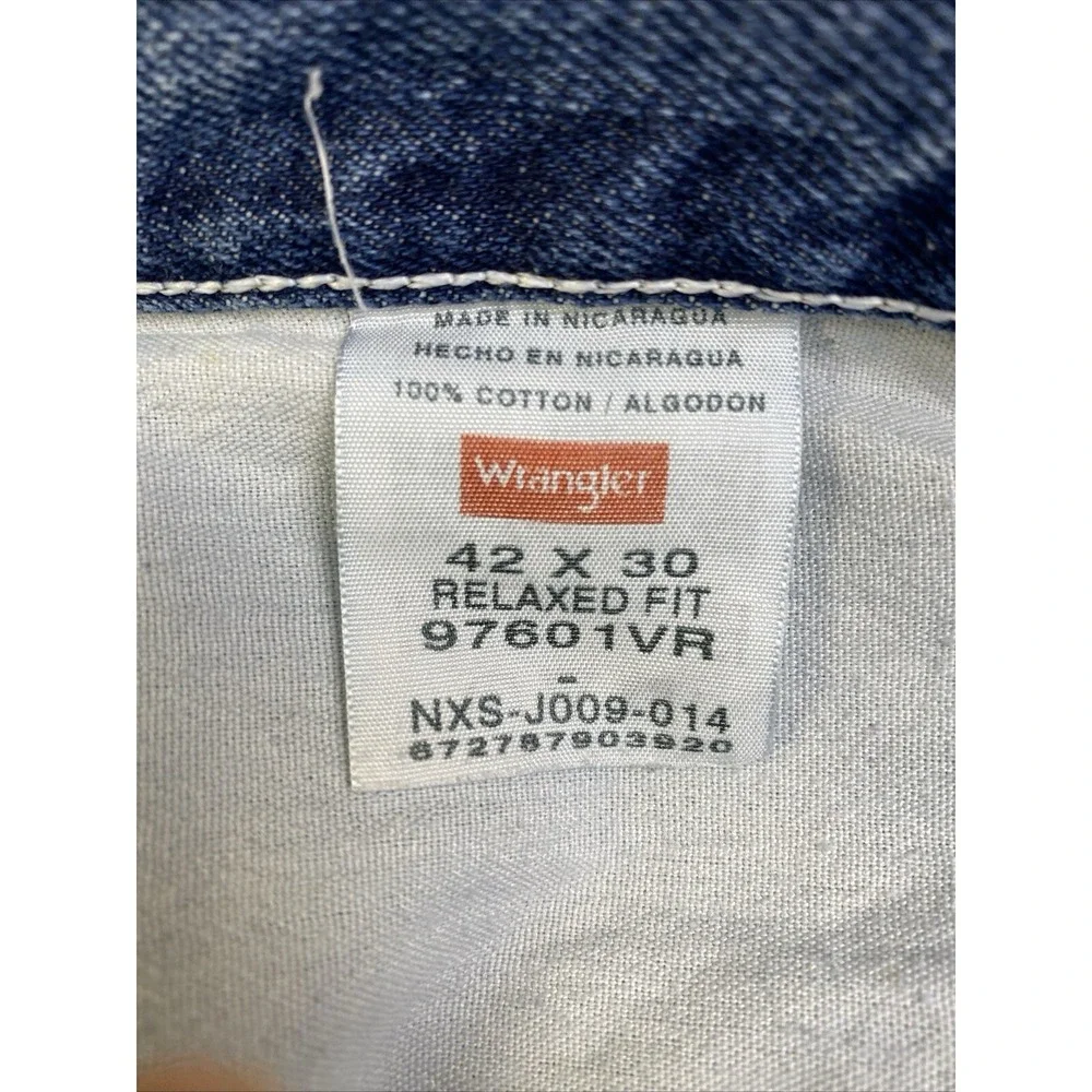 VTG Wrangler Jeans Men 42x30 Blue Denim Loose Relaxed Fit Cotton Cowboy Western